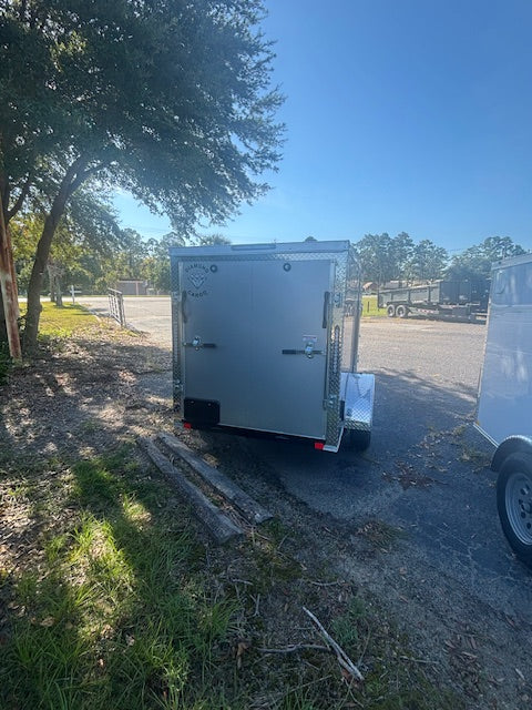 5x8 Cargo Enclosed Trailer with Ramp Door - Silver Frost