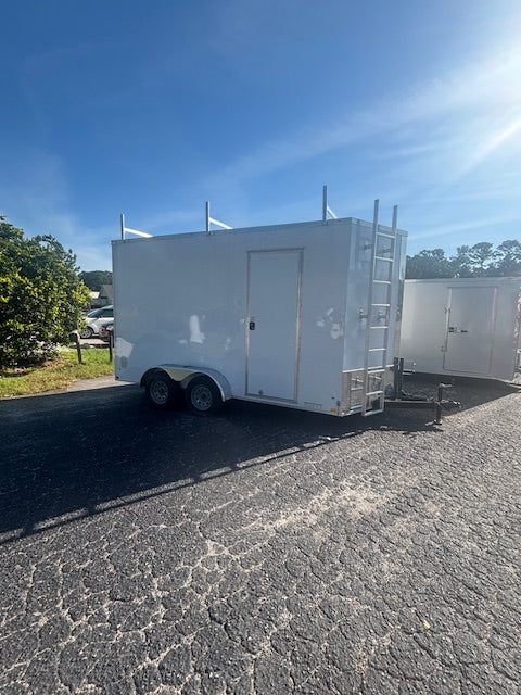 7x14 TA Cargo Enclosed Trailer with Ramp - White