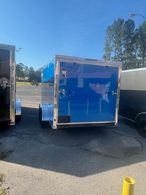 7x14 TA Cargo Enclosed Trailer with Ramp Door - Blue