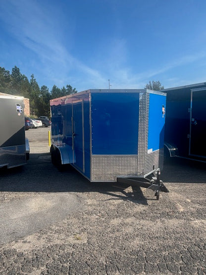 7x14 TA Cargo Enclosed Trailer with Ramp Door - Blue