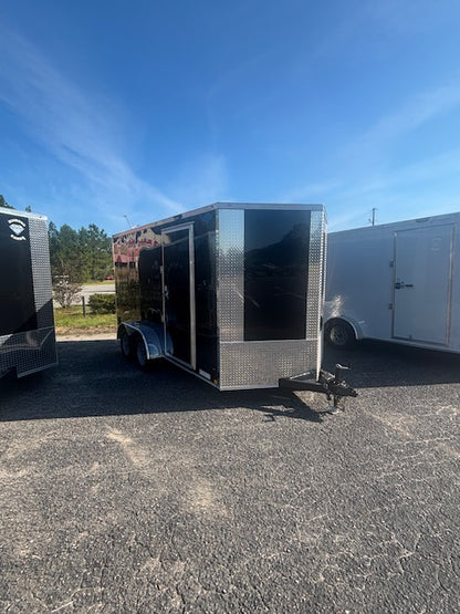 7x14 TA Cargo Enclosed Trailer with Ramp Door - Black