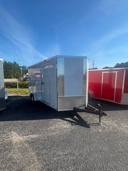 7x14 SA Cargo Enclosed Trailer with Ramp Door - White