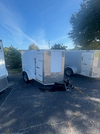 5x8 Cargo Enclosed Trailer with Double Doors - White